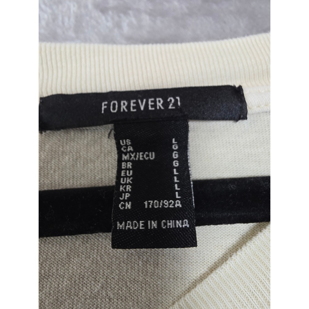 Forever 21 Womens Cream Be A Ray of Sunshine Graphic T-Shirt Large Retro Sun Tee - Picture 2 of 6